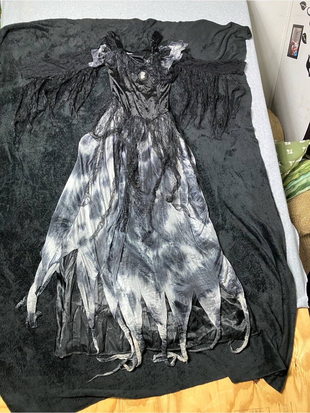 Spirit Black & Silver Gothic Maxi Dress with Tattered Skirt - Picture 8 of 8